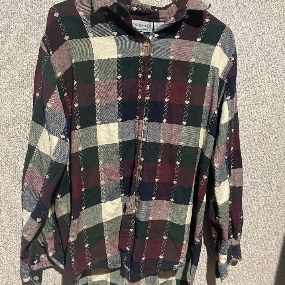 Jane Ashley Red and Green Flannel Button Down Shirt‎